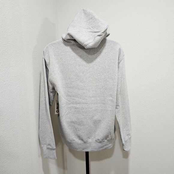 Grunge Hoodie Mens Med Gray Yellow Graphic Logo Fleece Baggy Halfway Dead HWD - Picture 3 of 7